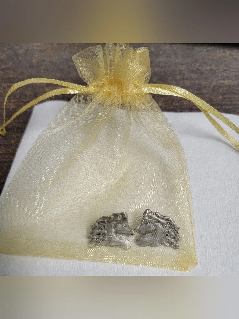 Vintage Silver Tone Horse Head Stud Earrings